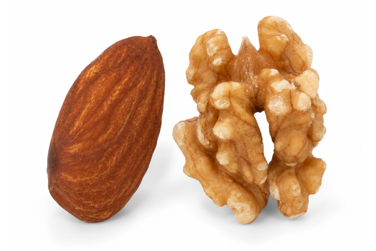 Roasted Almonds Whole USA Unsalted 500g and Raw Walnuts California Unsalted 500g bundle
